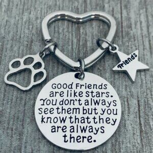 Best Friends Keychain-Good Friends Heart Keychain- Friend Jewelry- Paw Print